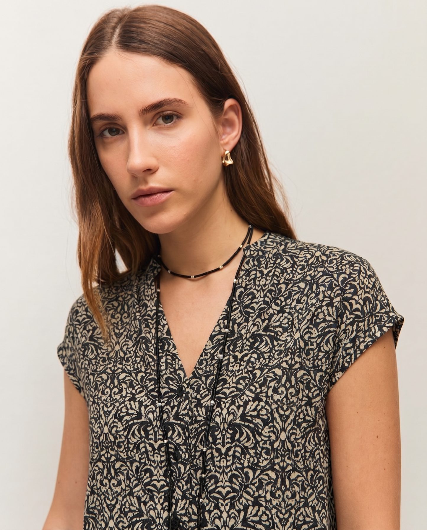 Camisa estampada cuello mao