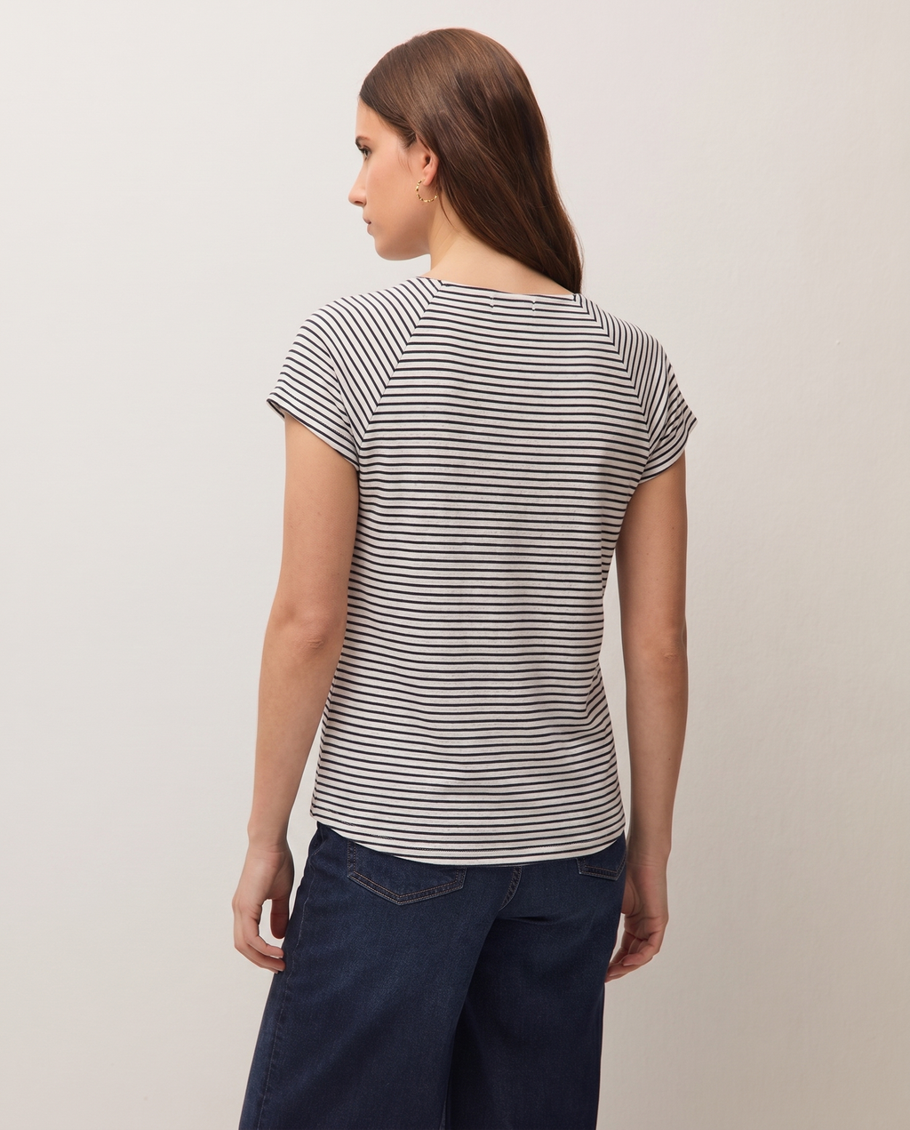Camiseta manga renglant efecto evasé