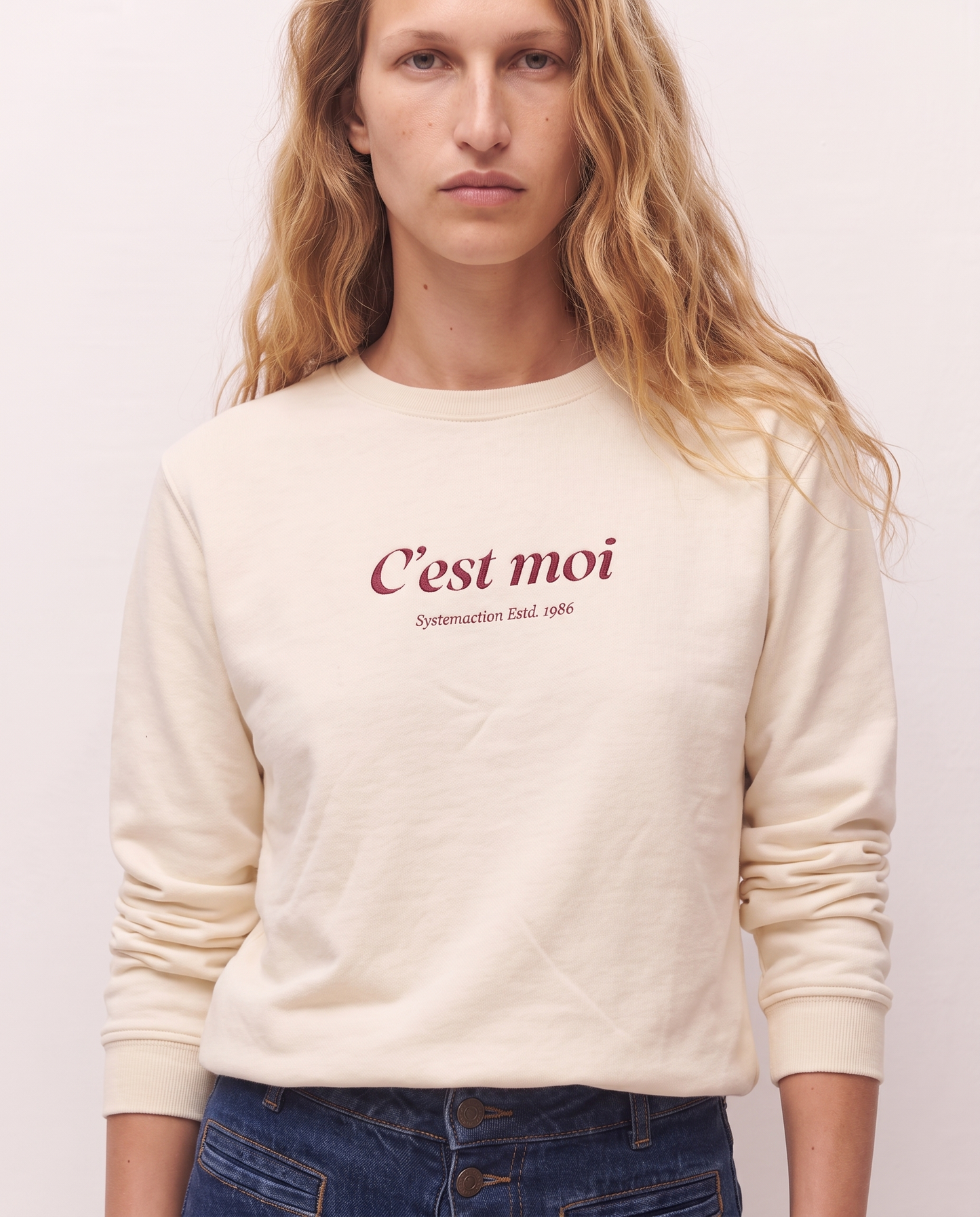 Sudadera cuello redondo con posicional