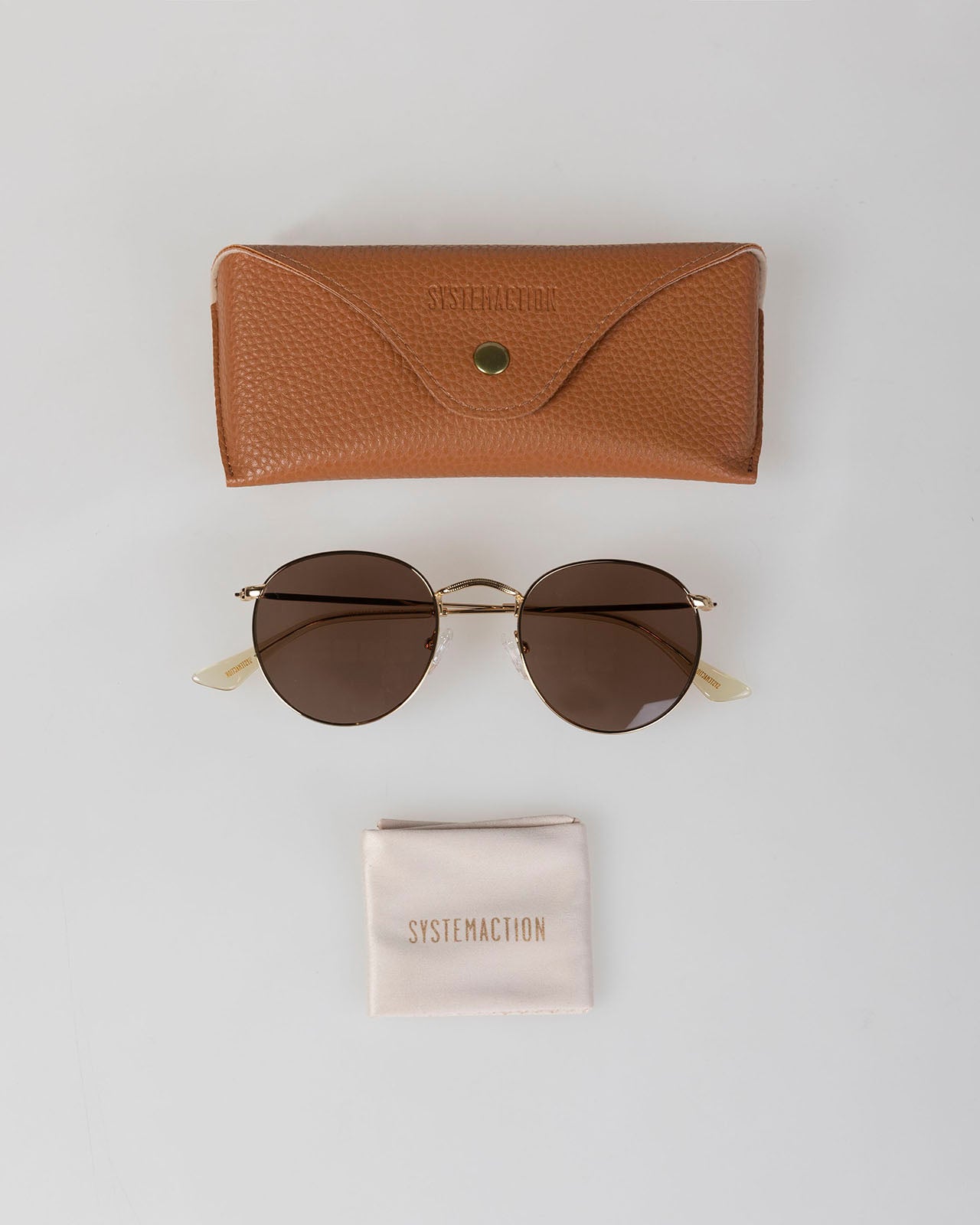Gold-framed sunglasses