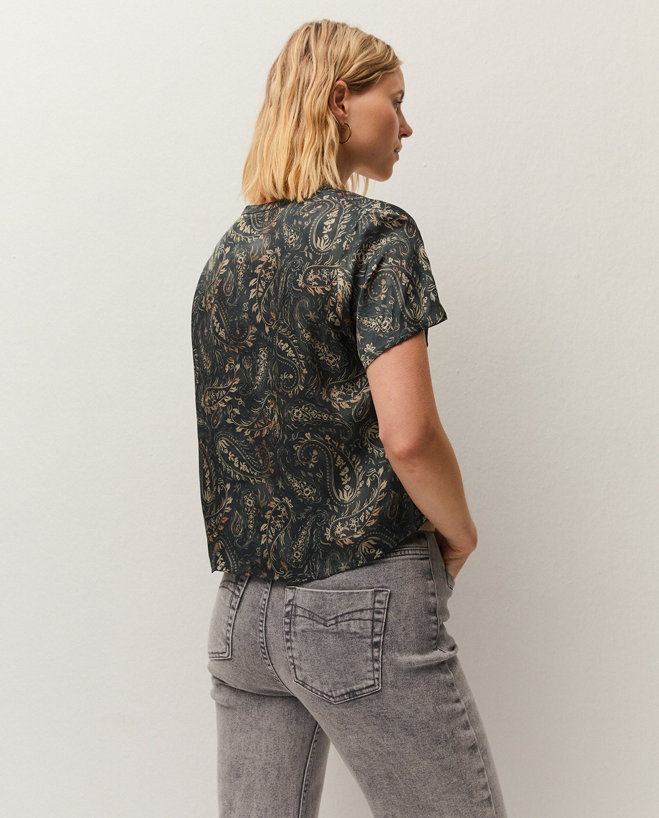 Chemise imprimée à col mandarin