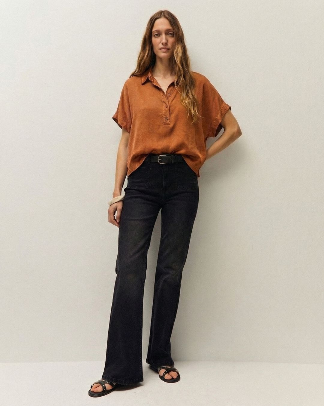 Chemise satinée effet corrodé