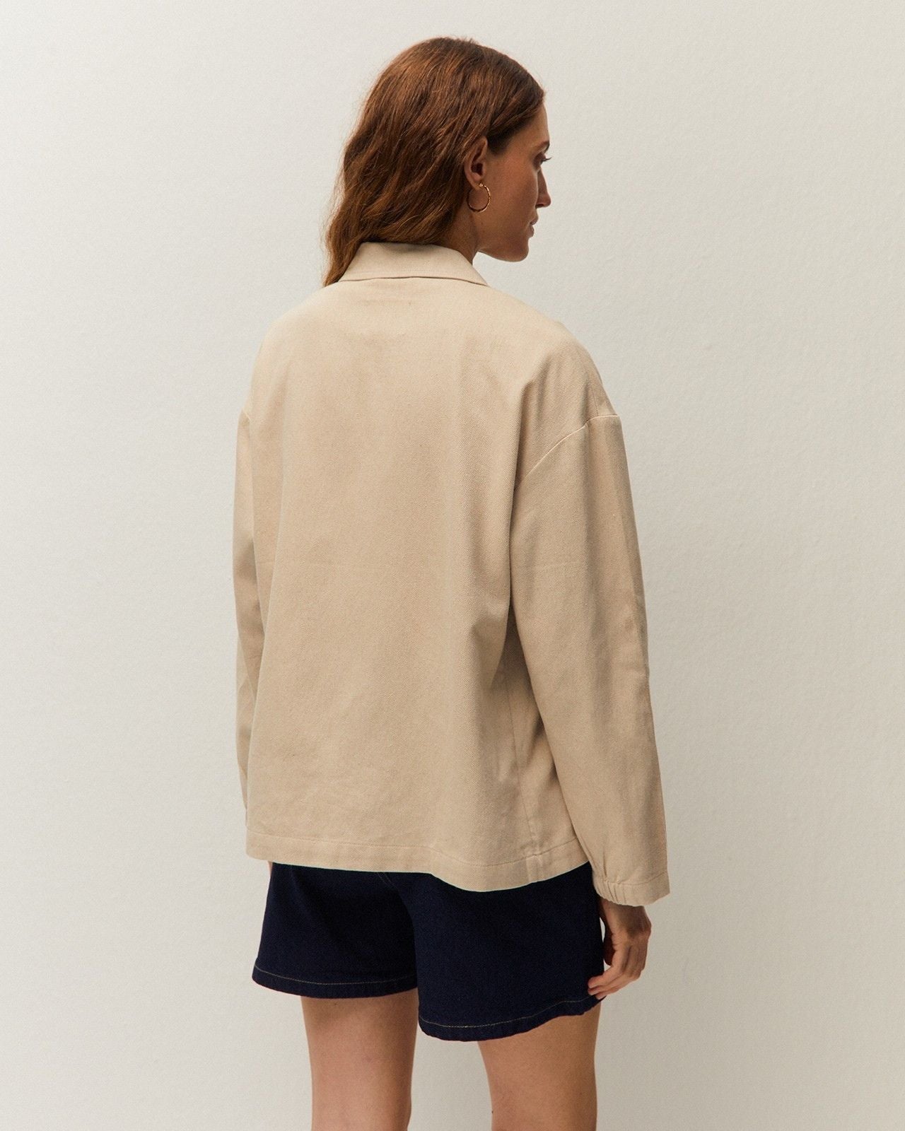 Linen jacket with shirt collar