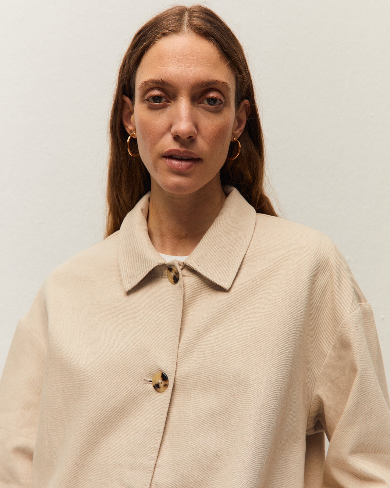 Linen jacket with shirt collar