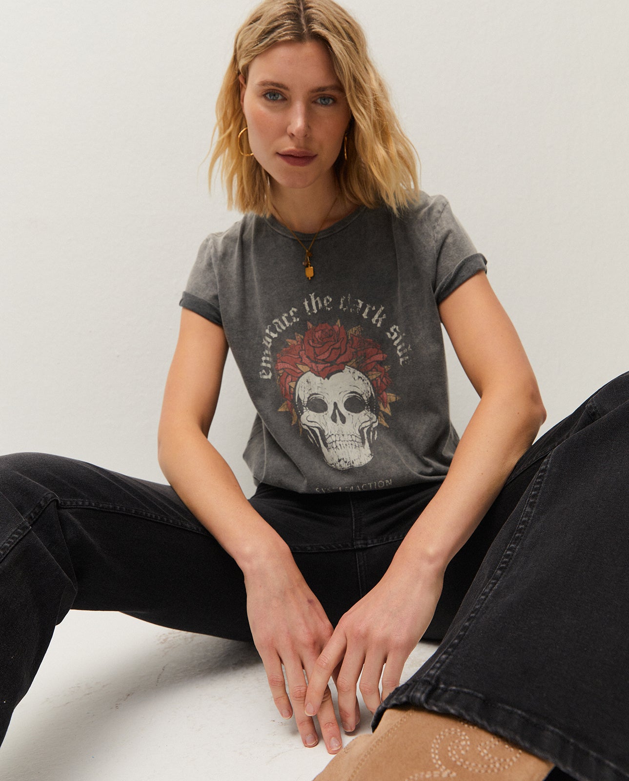 Skull print t-shirt