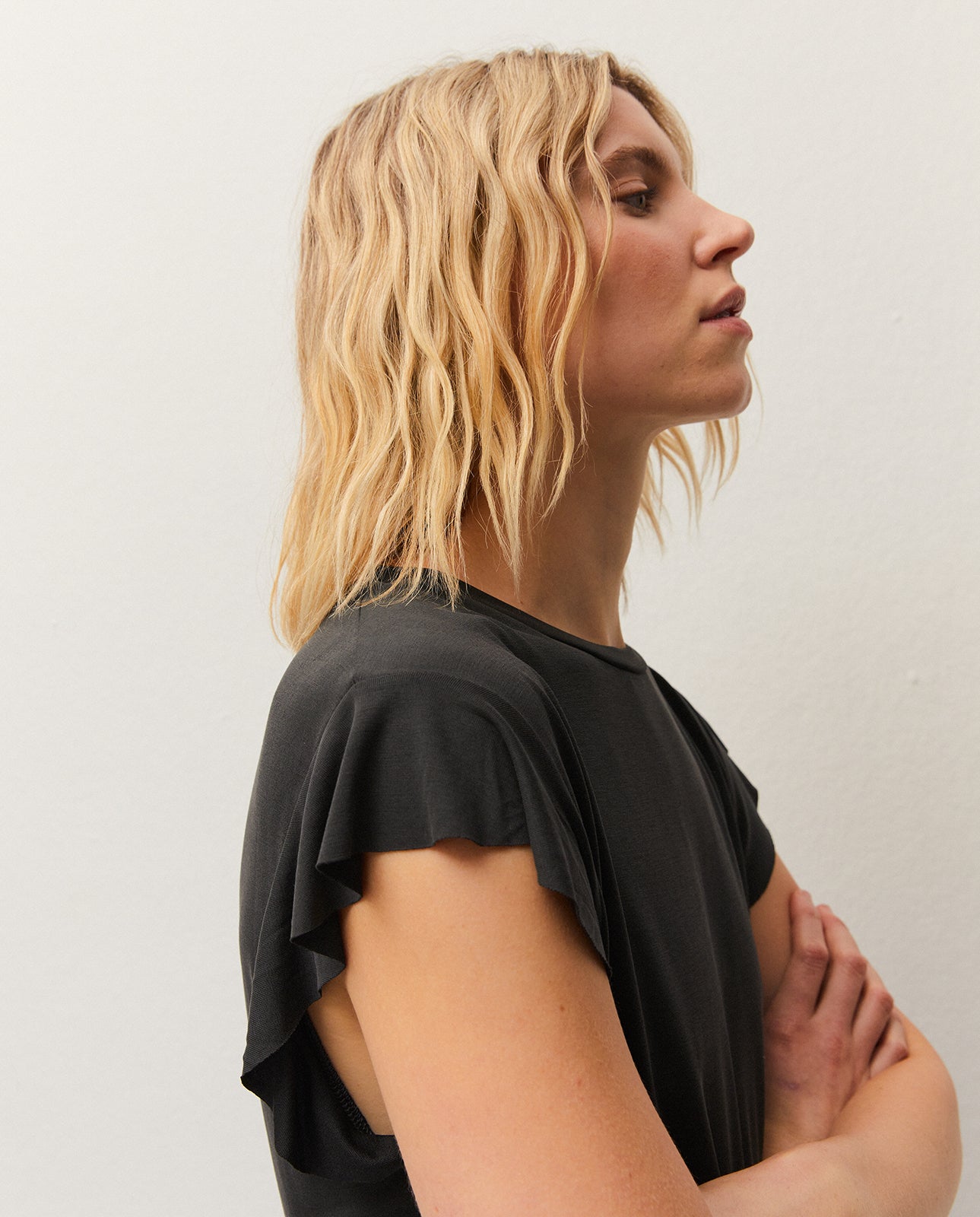 ruffled t-shirt