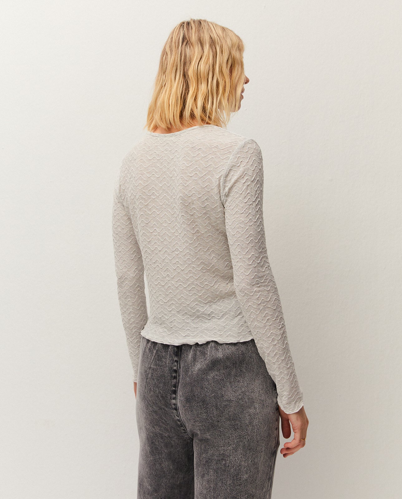 textured open-front t-shirt
