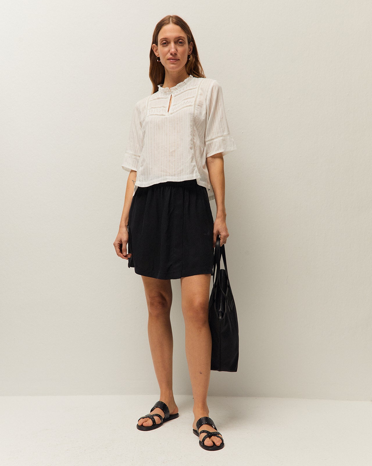 Short cupro skirt