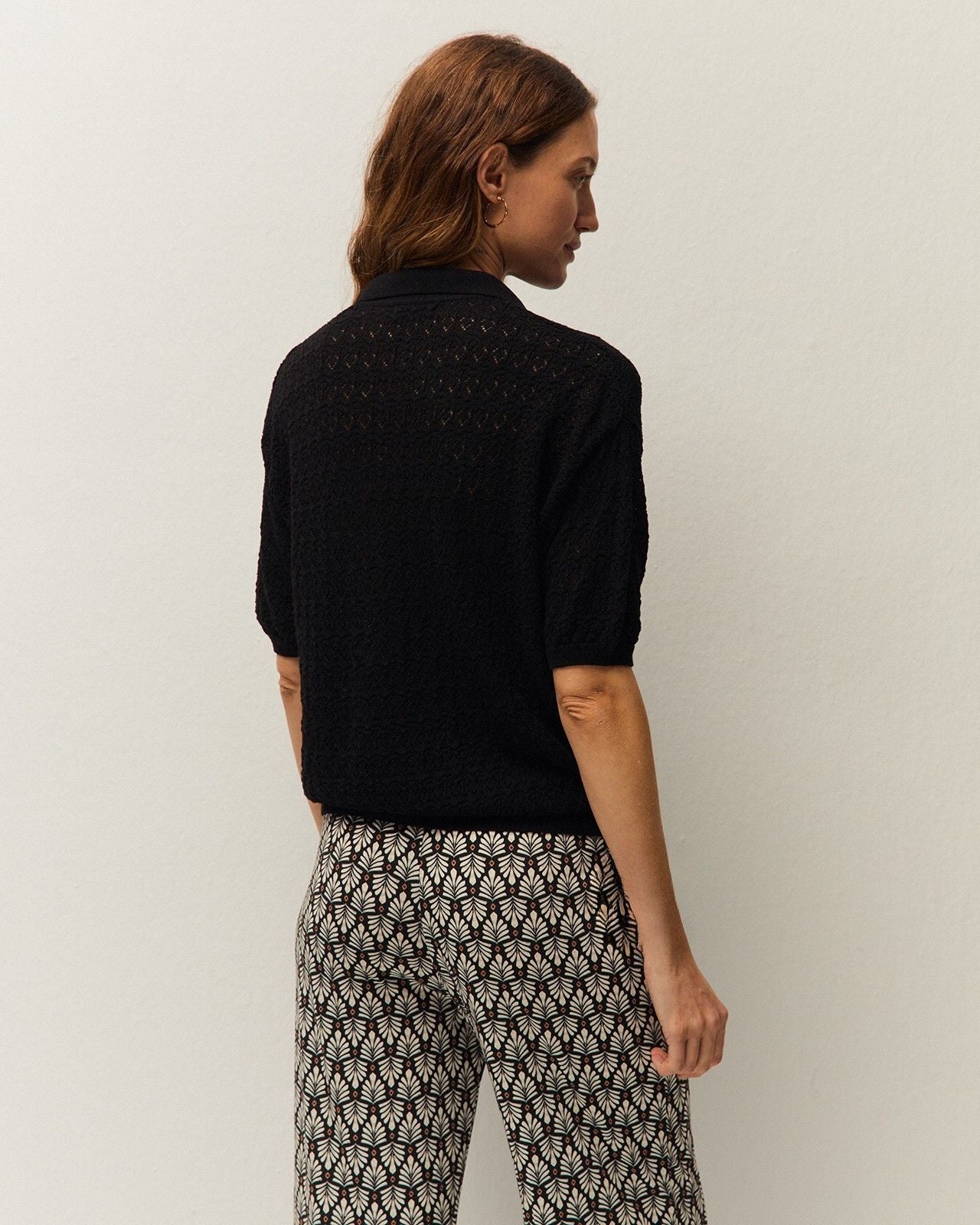 Openwork polo neck jumper