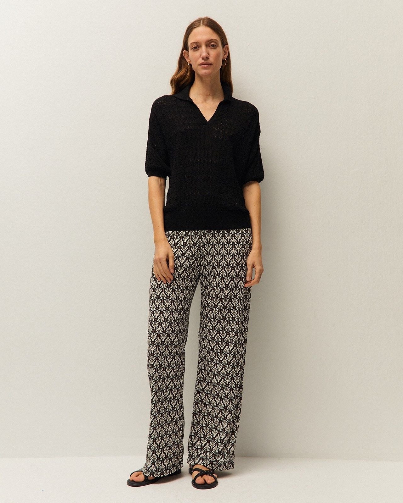 Openwork polo neck jumper