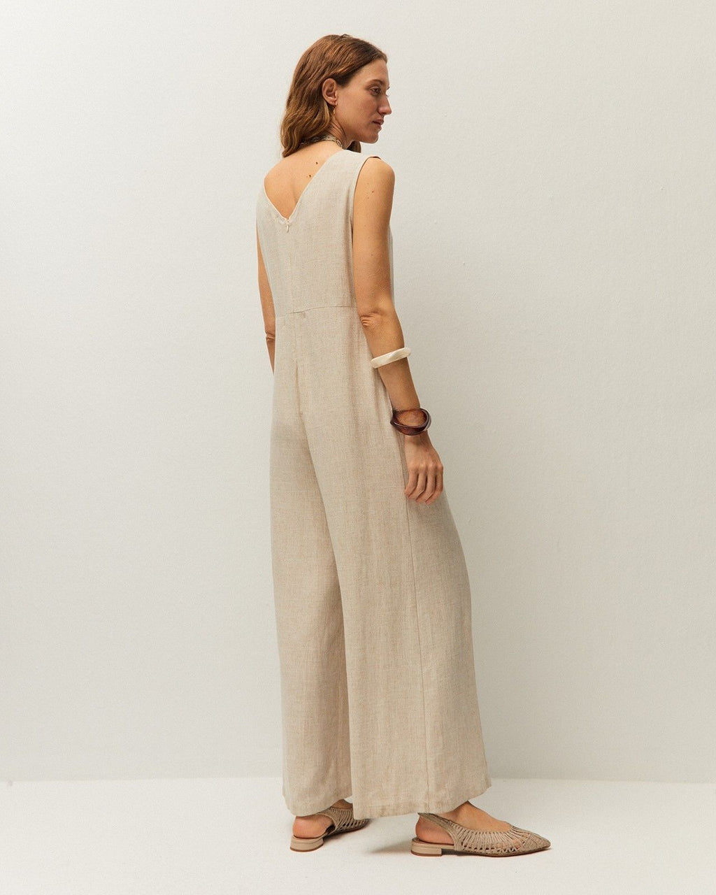 fitted linen jumpsuit