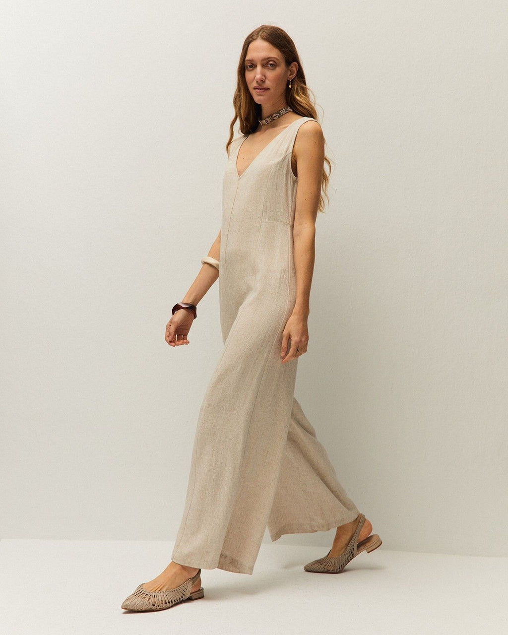 fitted linen jumpsuit
