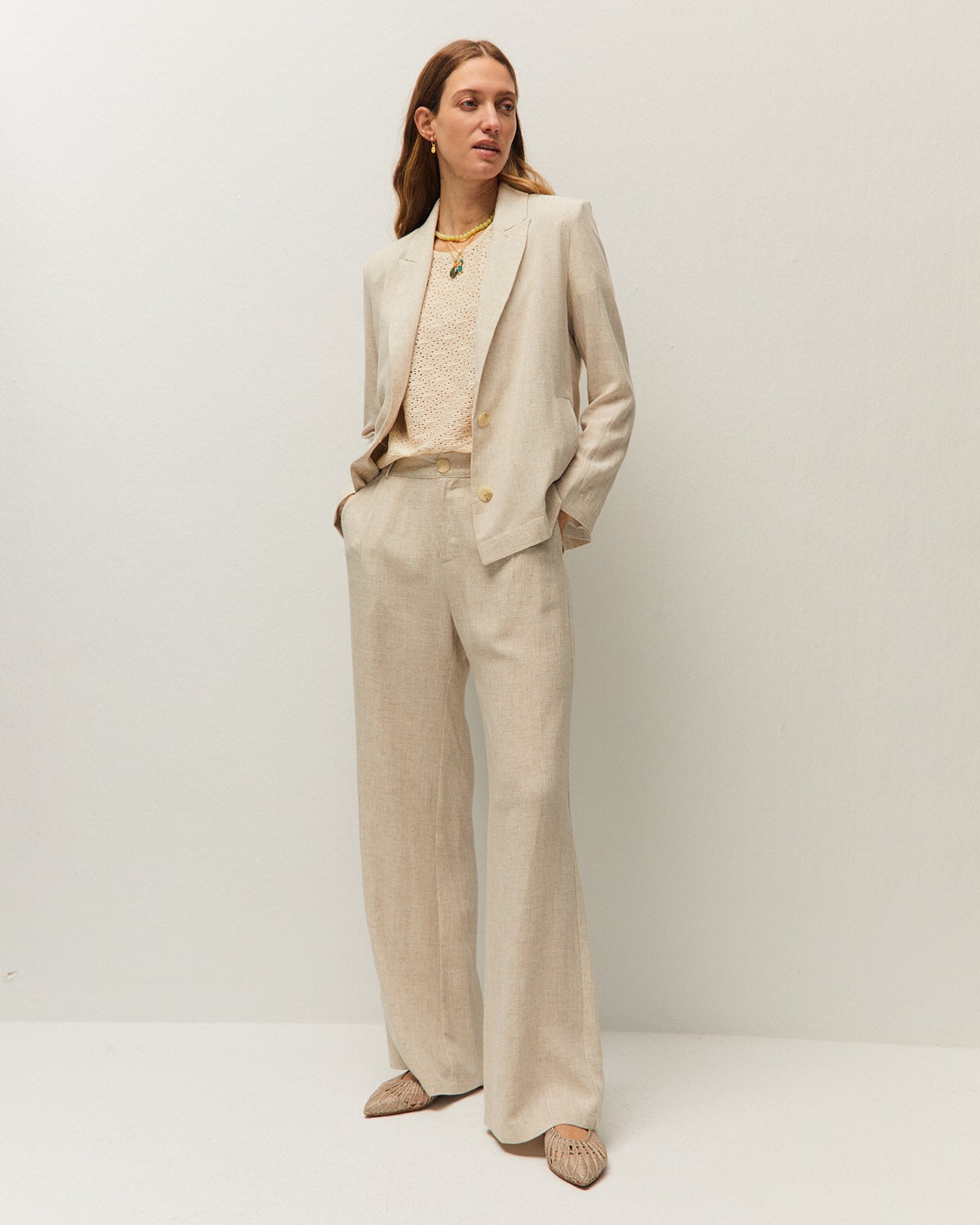 Pantalon en lin avec bouton