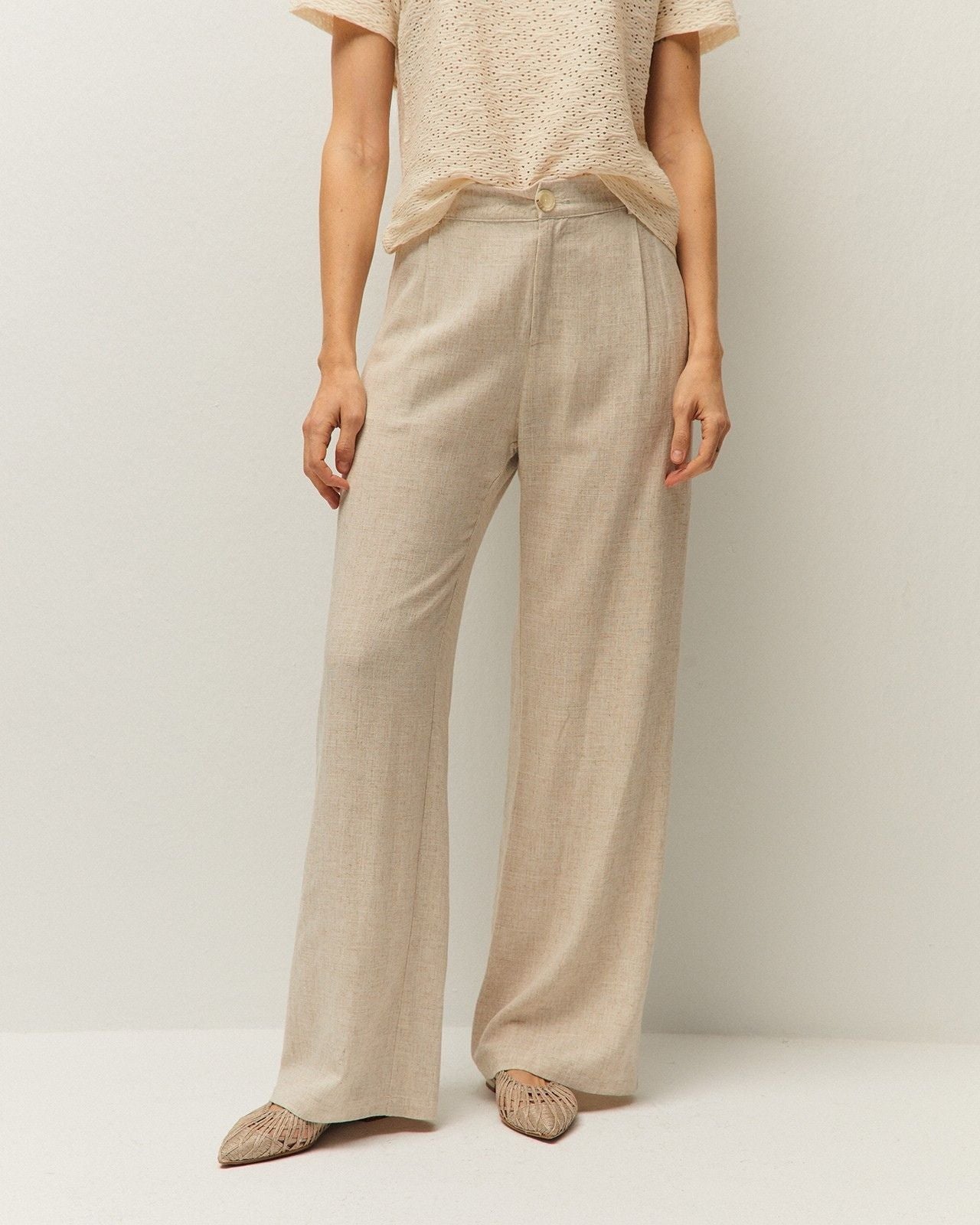 Pantalon en lin avec bouton