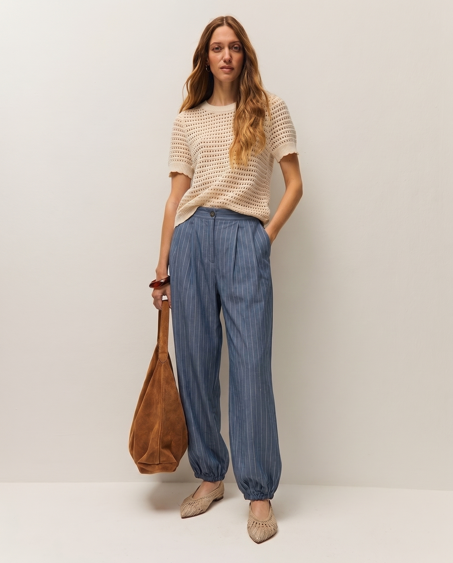 Pinstripe flowy trousers