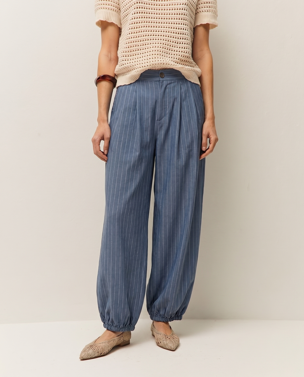 Pinstripe flowy trousers