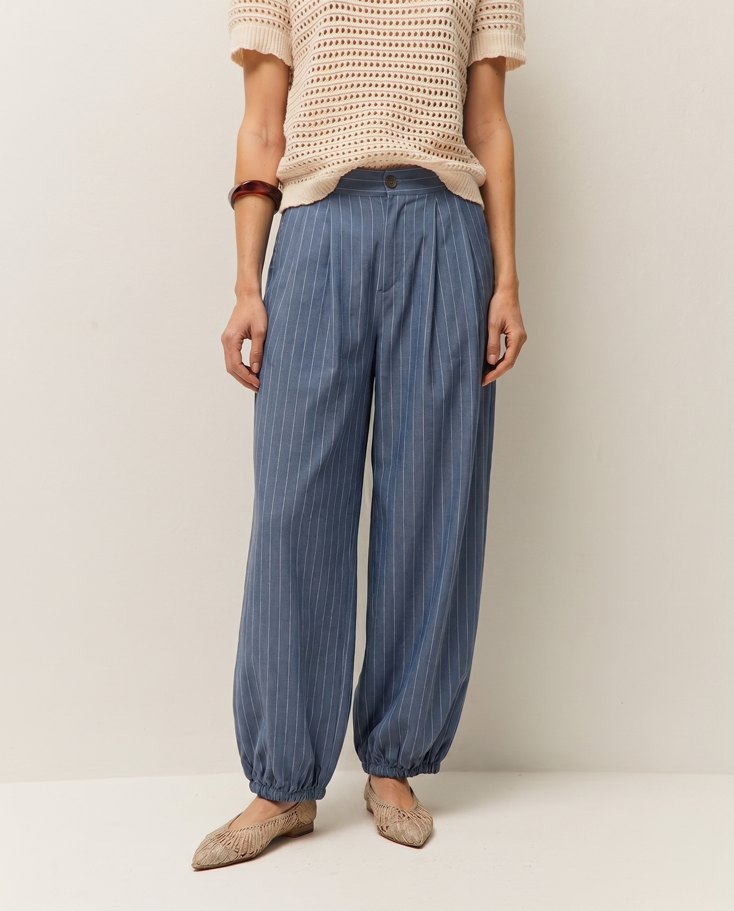 Pinstripe flowy trousers