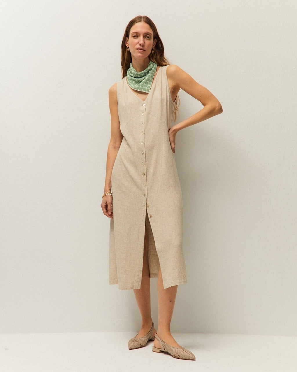 Linen button-up dress
