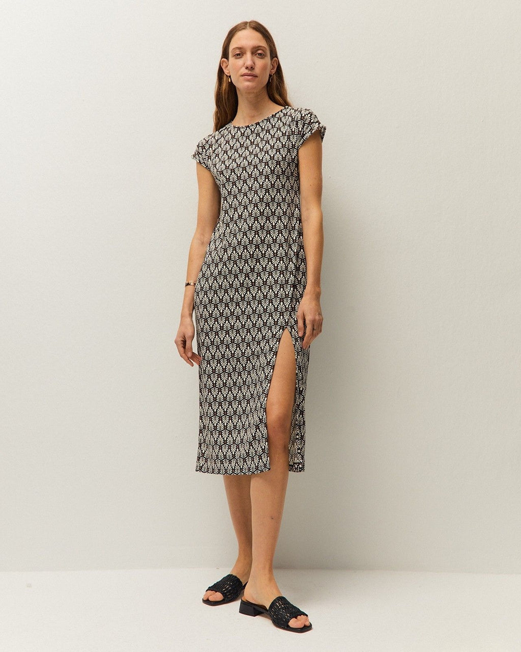 Printed ruched dress