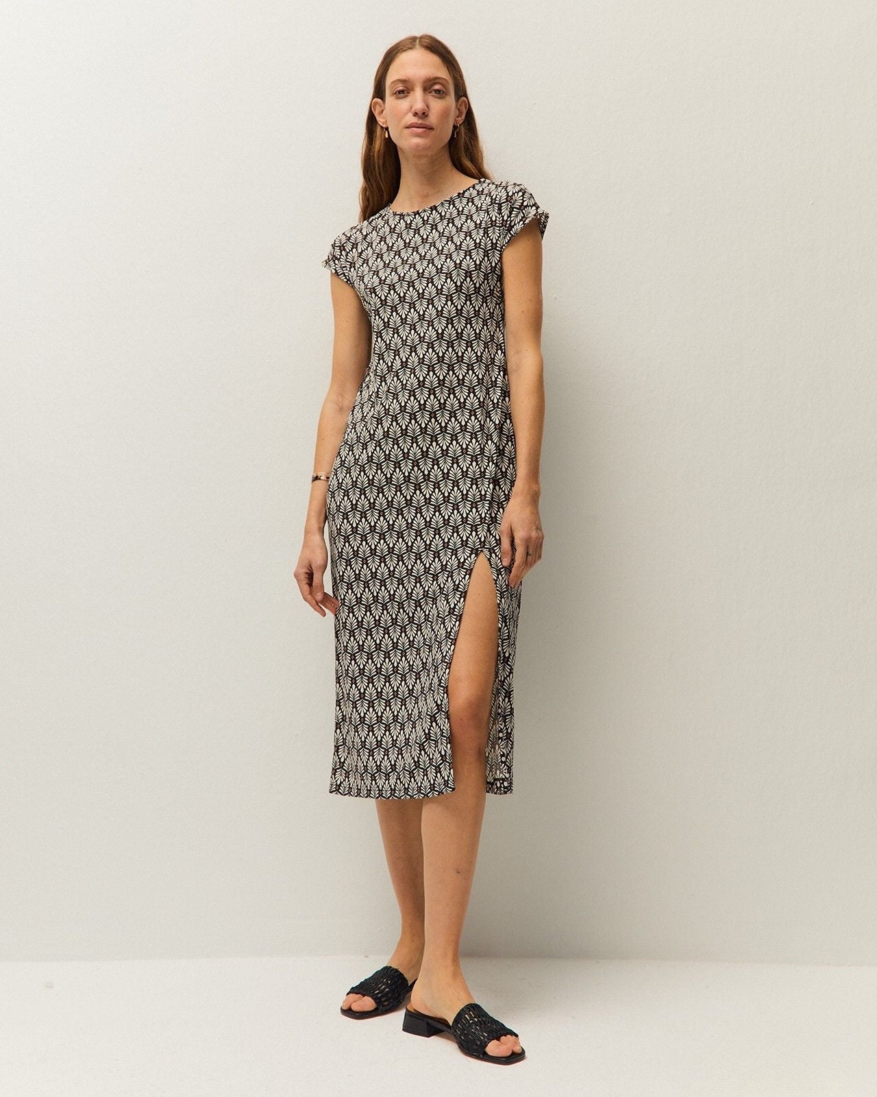 Robe imprimée froncée