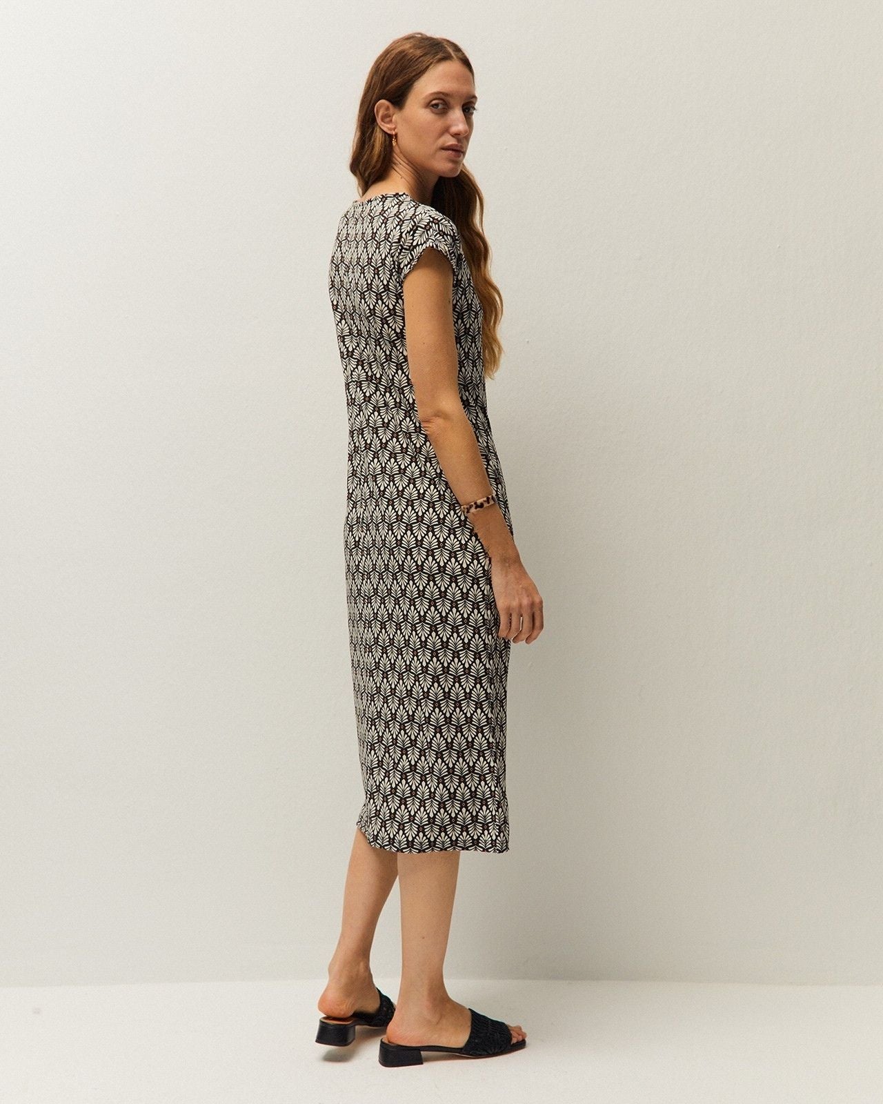 Robe imprimée froncée