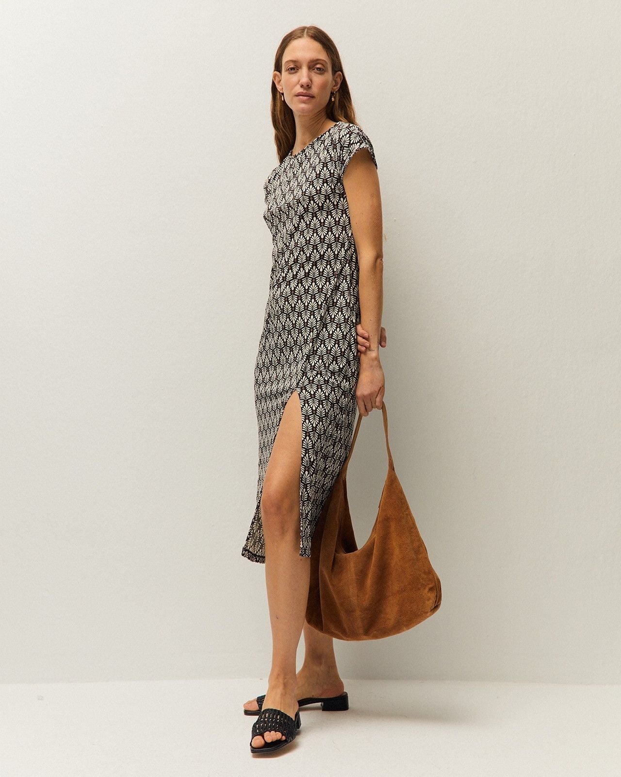 Robe imprimée froncée