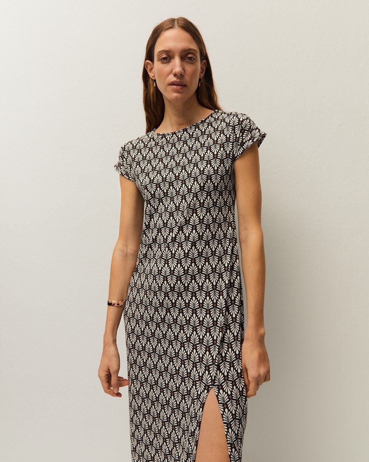 Robe imprimée froncée